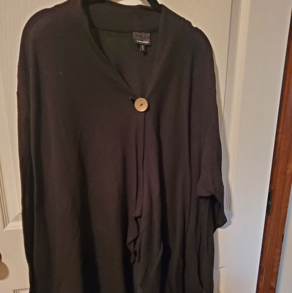 Black Crossover Button Sweater